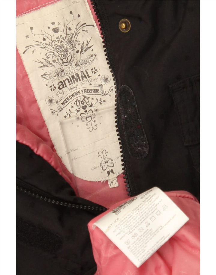 ANIMAL Womens Hooded Windbreaker Jacket UK 10 Small Black Polyamide