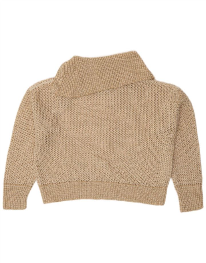 STEFANEL Womens Oversized Button Neck Jumper Sweater UK 16 Large Beige