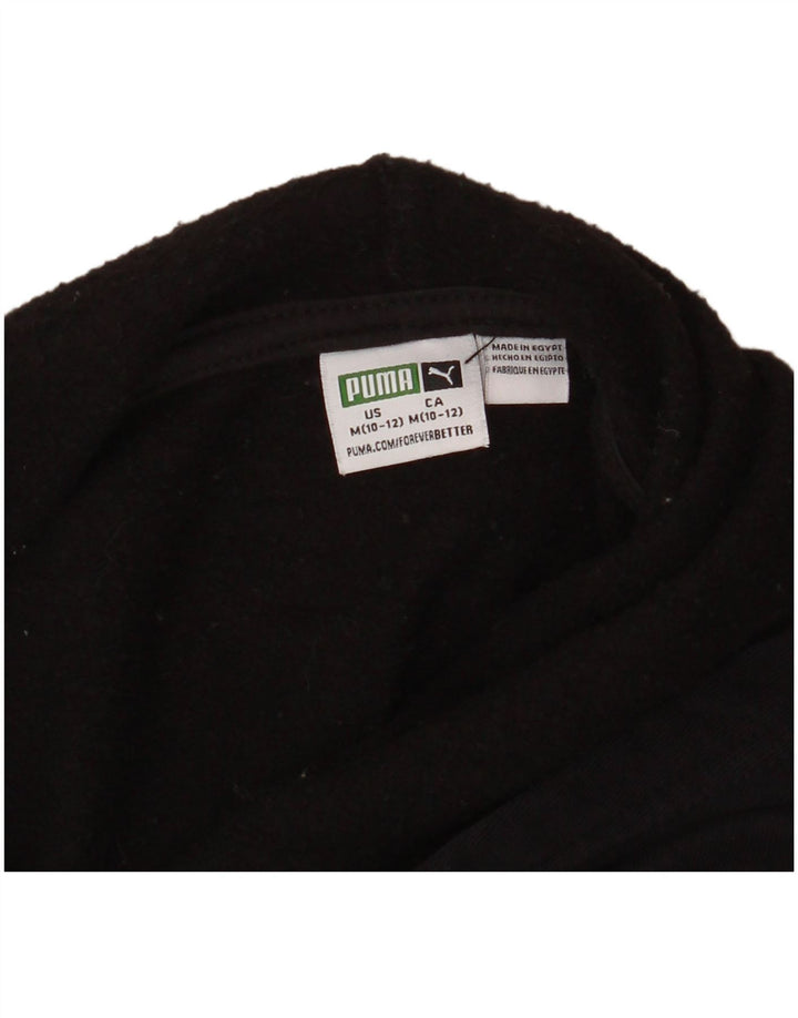 PUMA Boys Graphic Hoodie Jumper 10-11 Years Medium Black Spotted