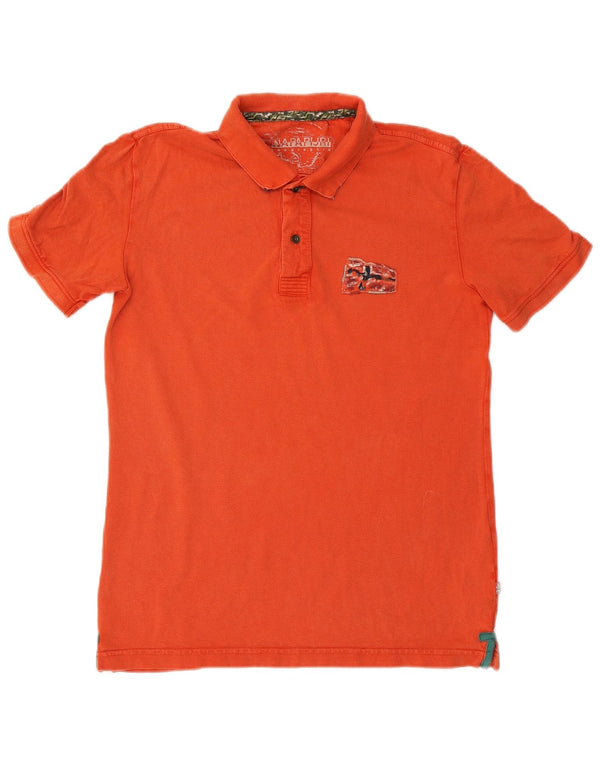 Napapijri Mens Geographic Polo Shirt Small Orange Cotton