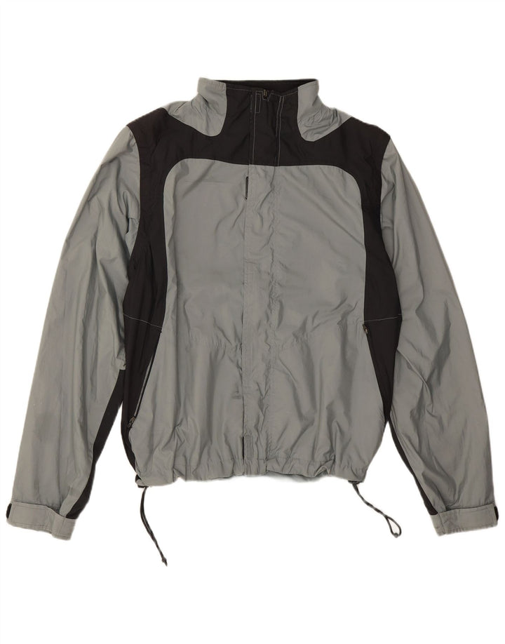 Adidas Mens Rain Jacket UK 40 Large Grey Colourblock Polyester