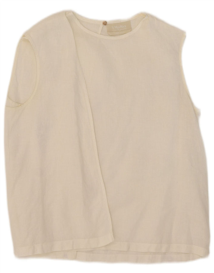Max Mara Womens Sleeveless Blouse Top UK 14 Medium White
