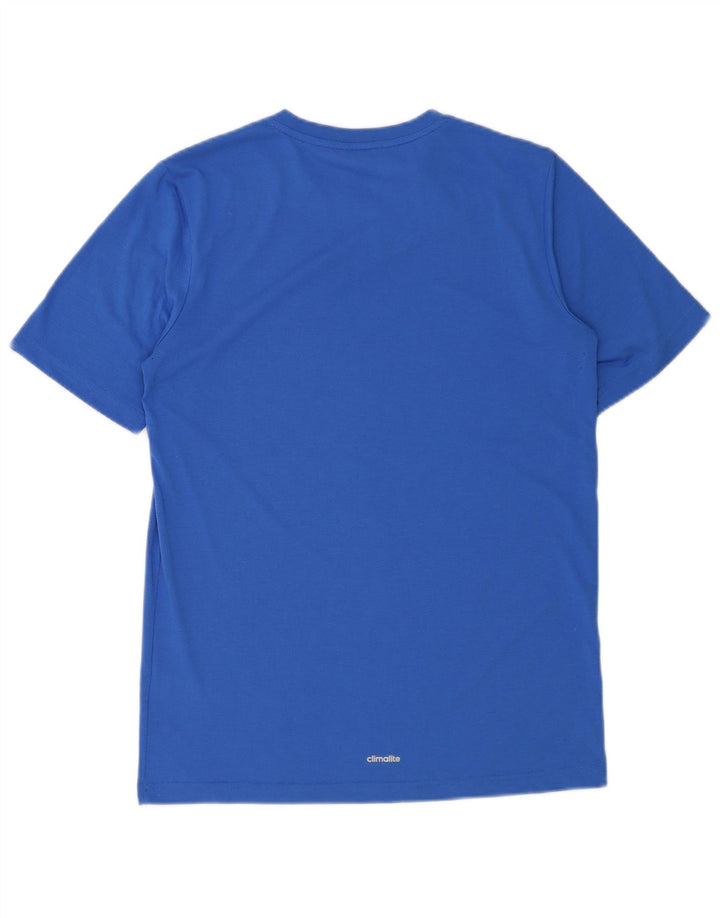 ADIDAS Boys Climalite T-Shirt Top 15-16 Years Blue Polyester