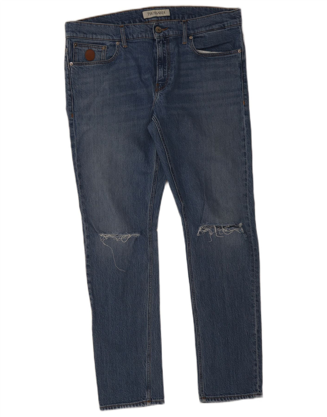 Trussardi Mens Distressed Slim Jeans W34 L31 Blue