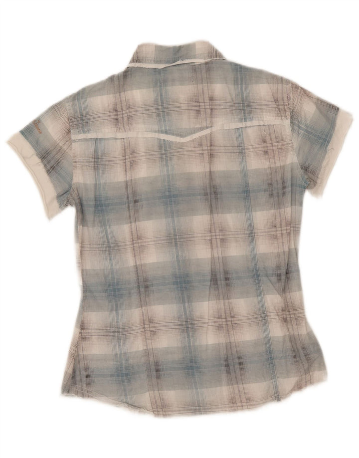 Rifle Womens Short Sleeve Shirt UK 12 Medium Blue Check