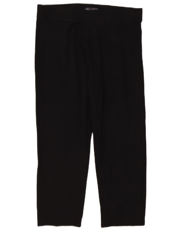 Marks & Spencer Womens Tracksuit Trousers UK 18 XL Black Cotton