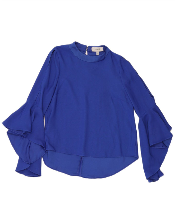 Coast Womens Long Sleeve Blouse Top UK 10 Small Blue Polyester