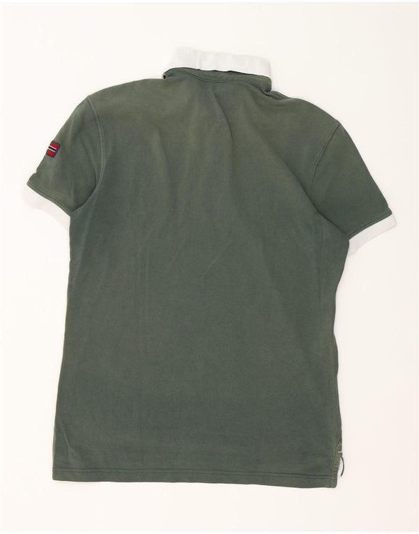 Napapijri Mens Rugby Polo Shirt Medium Green Colourblock