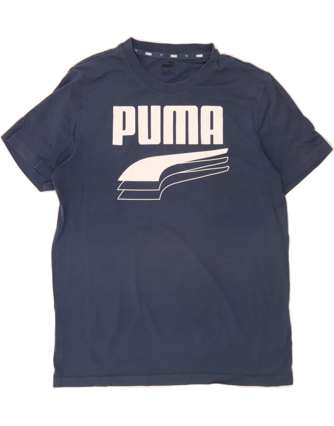 PUMA Mens Graphic T-Shirt Top Medium Navy Blue Cotton Vintage Puma and Second-Hand Puma from Messina Hembry 