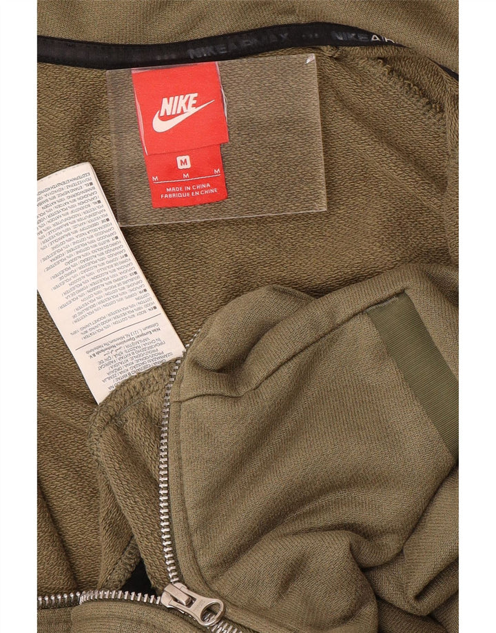 Nike Mens Graphic Zip Hoodie Sweater Medium Khaki Cotton
