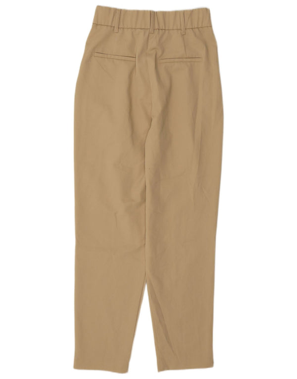 Zara Womens High Waist Pegged Chino Trousers XS W24 L27 Beige