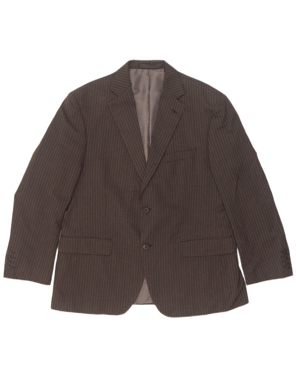 Marks & Spencer Mens 2 Button Blazer Jacket UK 42 Large Grey Pinstripe