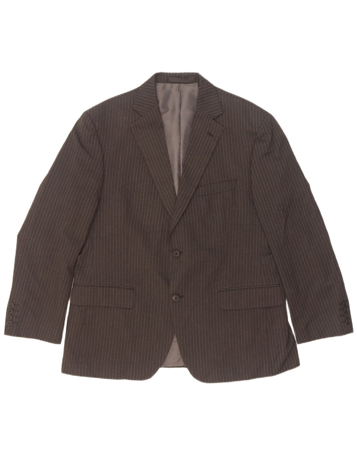 Marks & Spencer Mens 2 Button Blazer Jacket UK 42 Large Grey Pinstripe