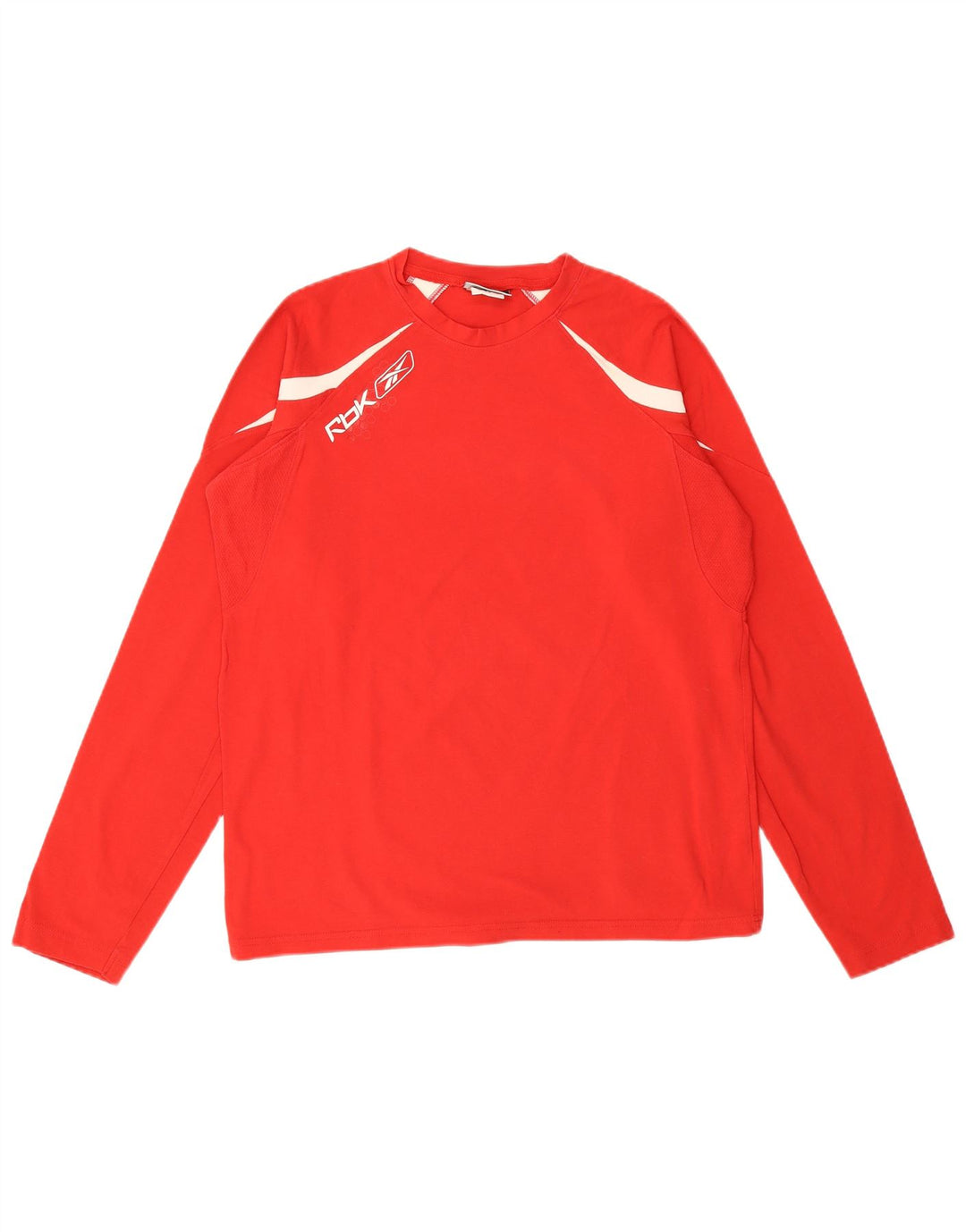 REEBOK Mens Graphic Top Long Sleeve Small Red Colourblock Cotton