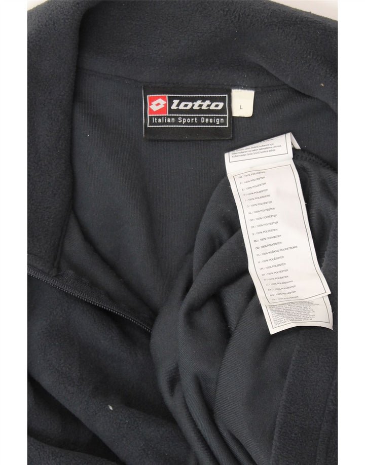 LOTTO Mens Zip Neck Fleece Jumper Large Navy Blue Polyester
