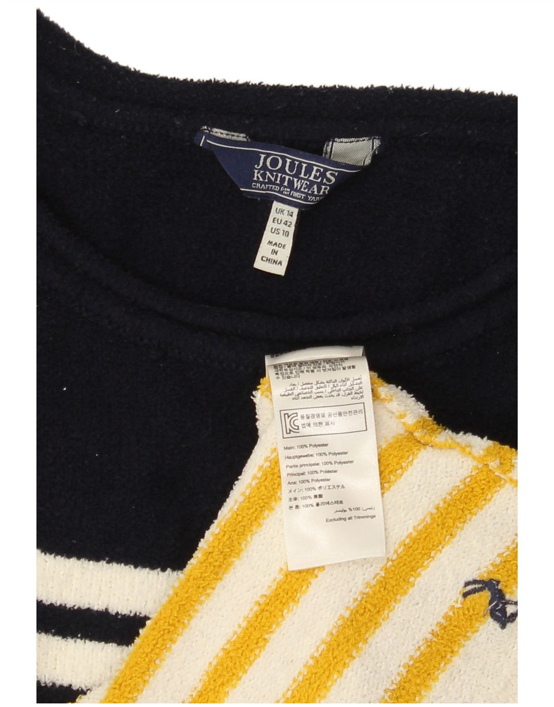 JOULES Womens Fleece Jumper UK 14 Large Multicoloured Striped Polyester