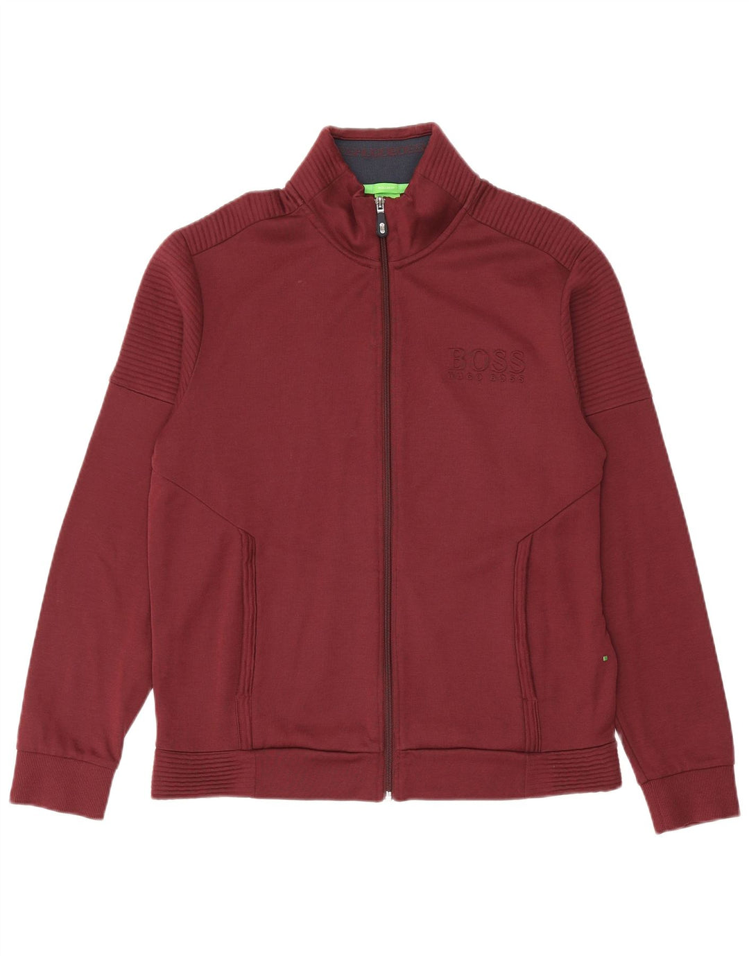 HUGO BOSS Mens Regular Fit Tracksuit Top Jacket Large Burgundy Cotton