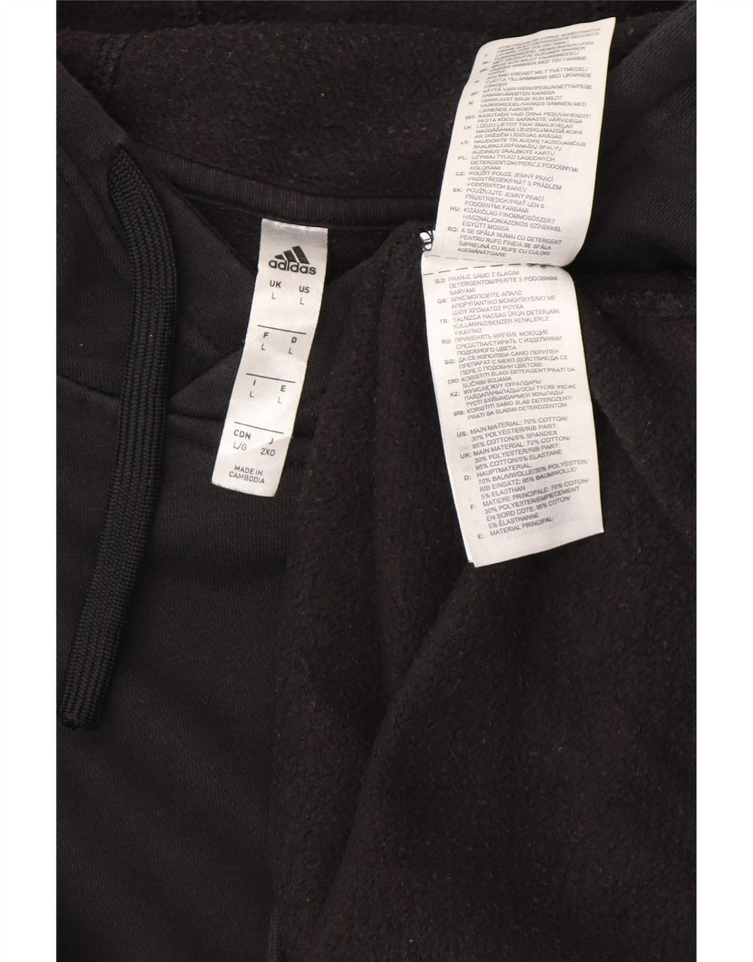 Adidas Mens Hoodie Jumper Large Black Cotton