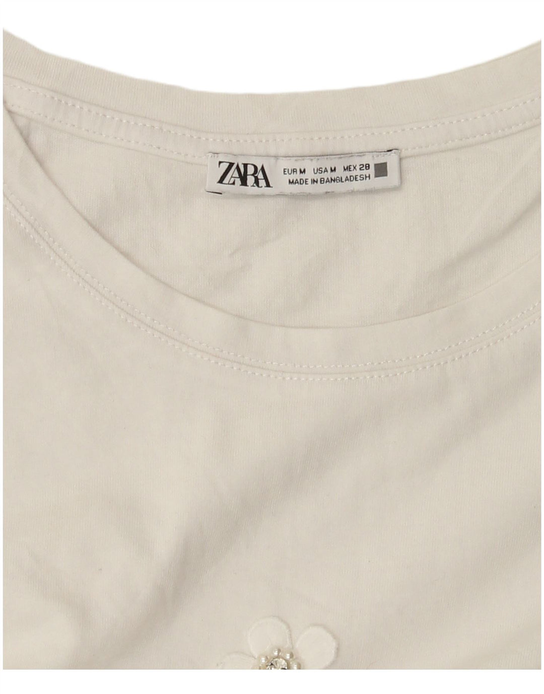 Zara Womens T-Shirt Top UK 14 Medium White Floral