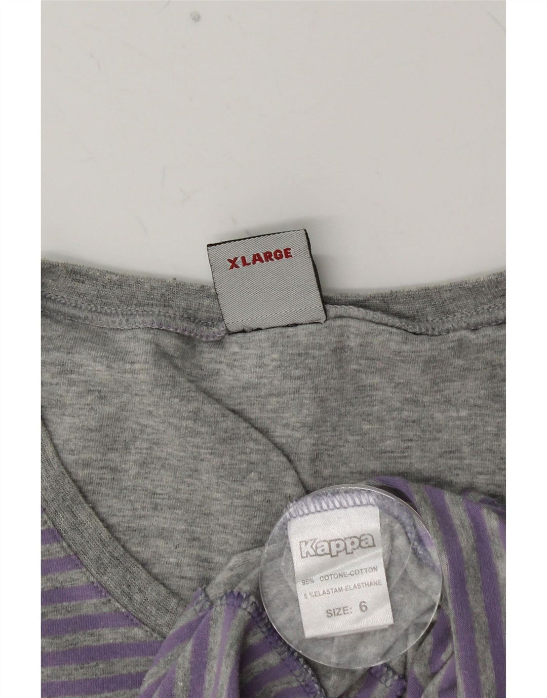 KAPPA Mens T-Shirt Top XL Purple Pinstripe Cotton