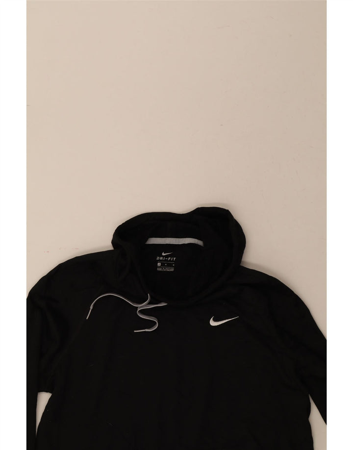 NIKE Womens Graphic Hoodie Jumper UK 14 Medium Black Polyester Vintage Nike and Second-Hand Nike from Messina Hembry 