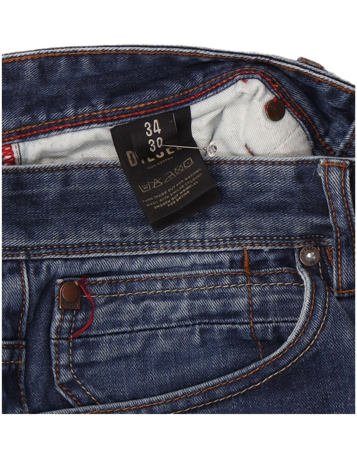 Diesel Mens Straight Jeans W34 L30 Blue Cotton