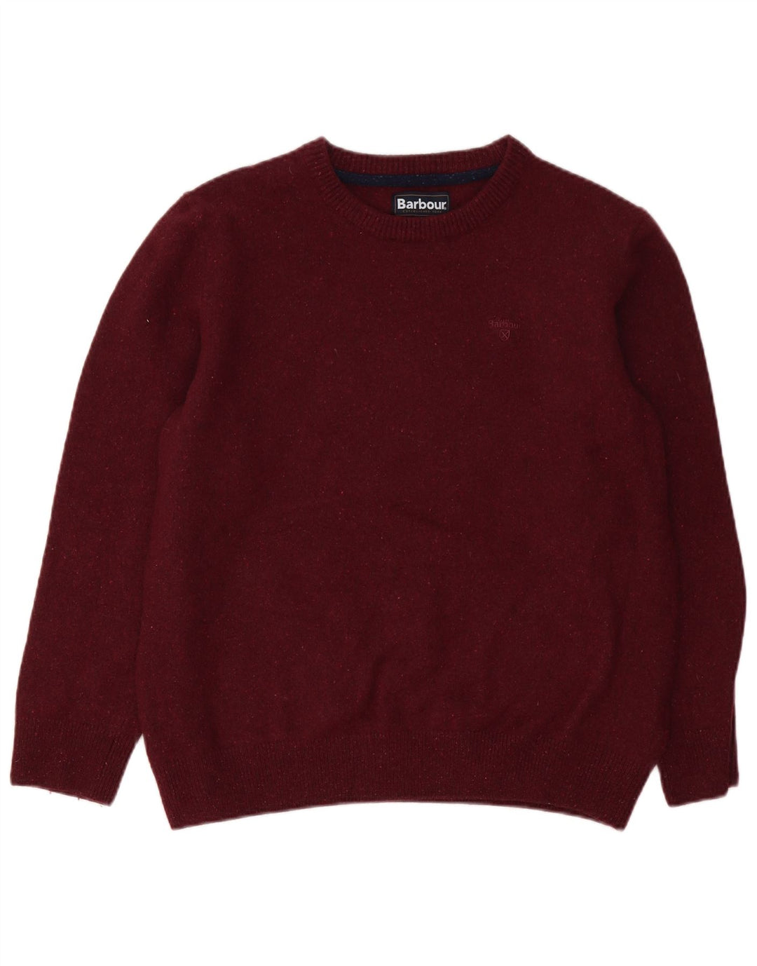 Barbour Mens Crew Neck Jumper Sweater Medium Burgundy Wool