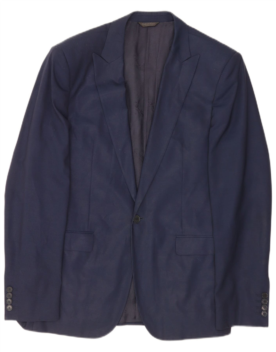Calvin Klein Mens 1 Button Blazer Jacket IT 48 Medium Navy Blue Wool