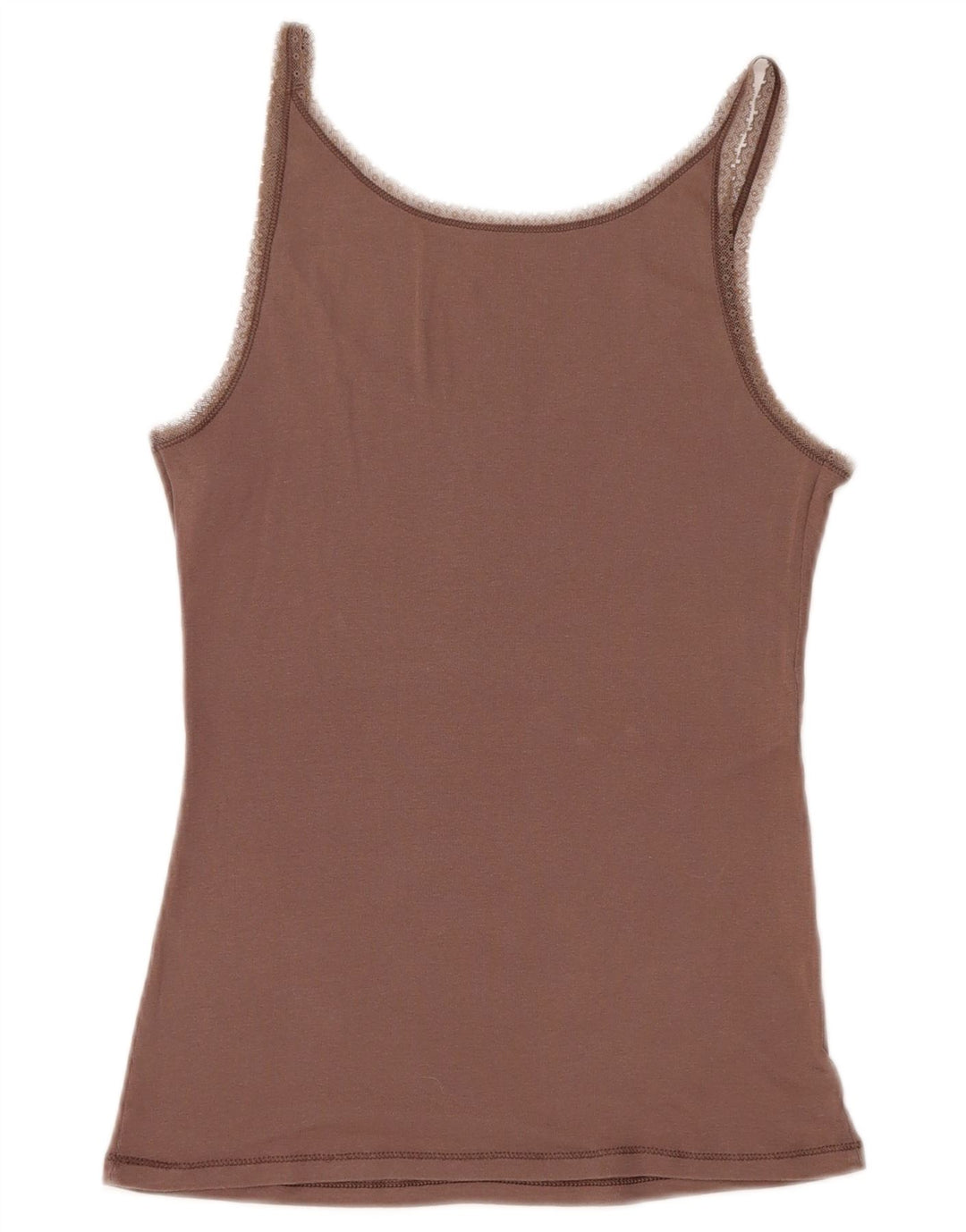 BENETTON Womens Cami Top UK 14 Large Brown Cotton
