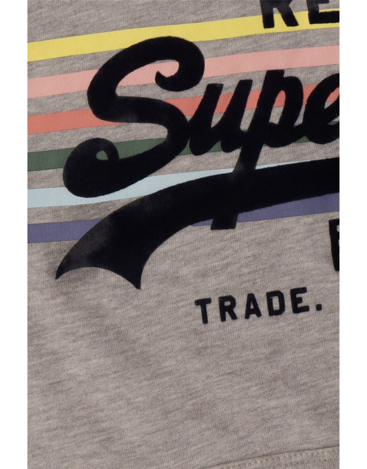 SUPERDRY Womens Graphic Hoodie Jumper UK 10 Small Grey Cotton
