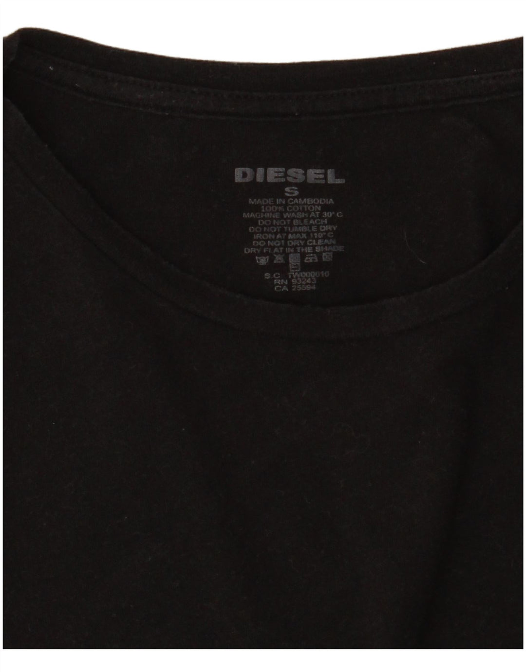 DIESEL Mens T-Shirt Top Small Black Cotton