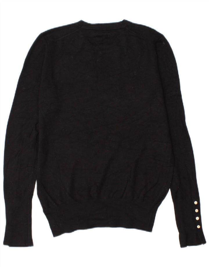 Zara Womens Crew Neck Jumper Sweater UK 14 Large Black