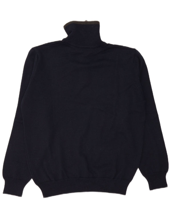 Sporting Mare Mens Zip Neck Jumper Sweater Large Navy Blue Virgin Wool