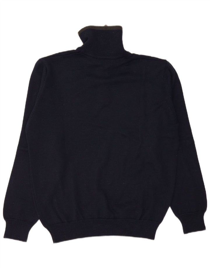 Sporting Mare Mens Zip Neck Jumper Sweater Large Navy Blue Virgin Wool