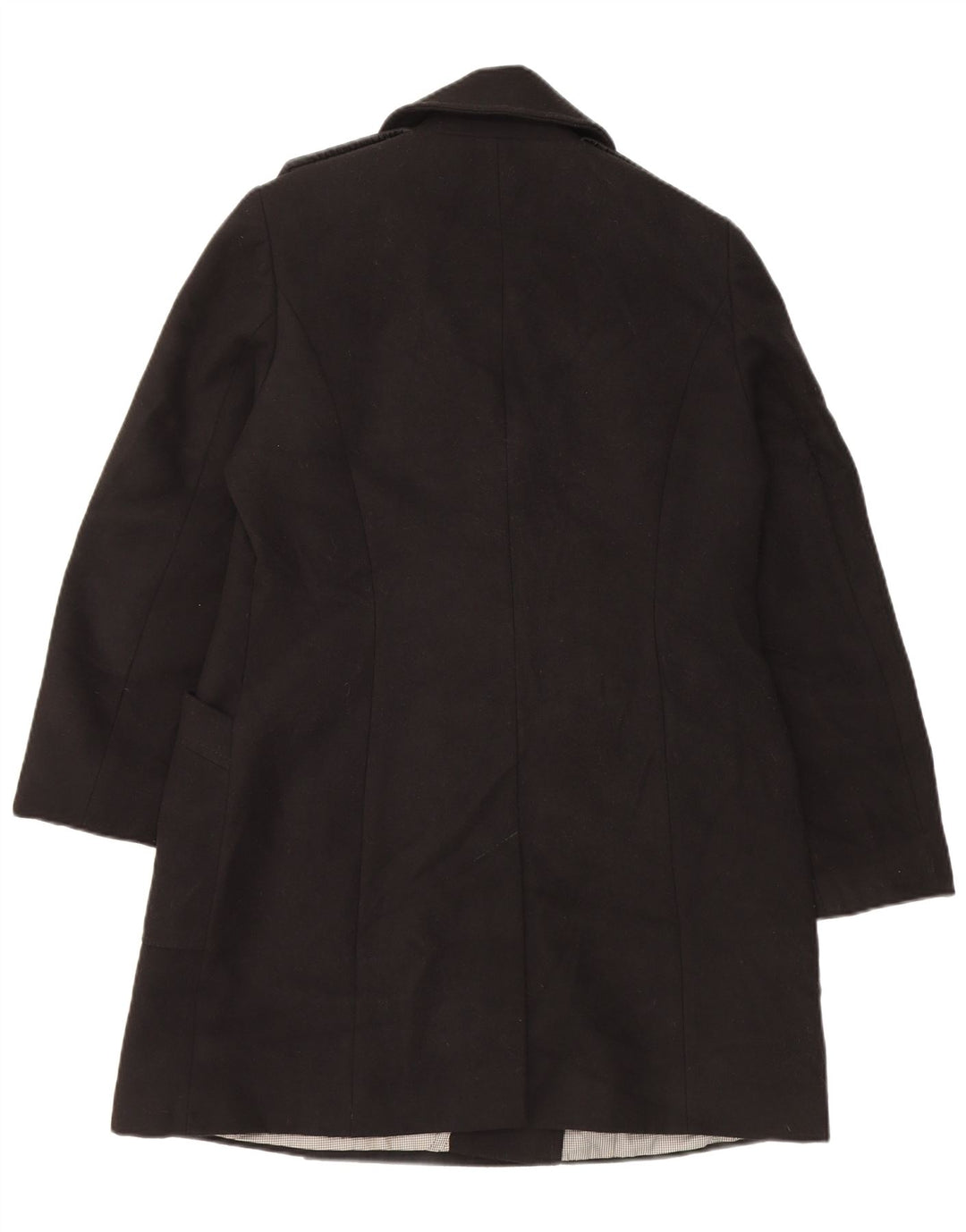 Marks & Spencer Womens Double Breasted Coat UK 14 Large Black Polyester