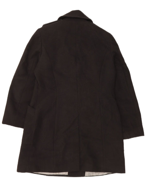 Marks & Spencer Womens Double Breasted Coat UK 14 Large Black Polyester