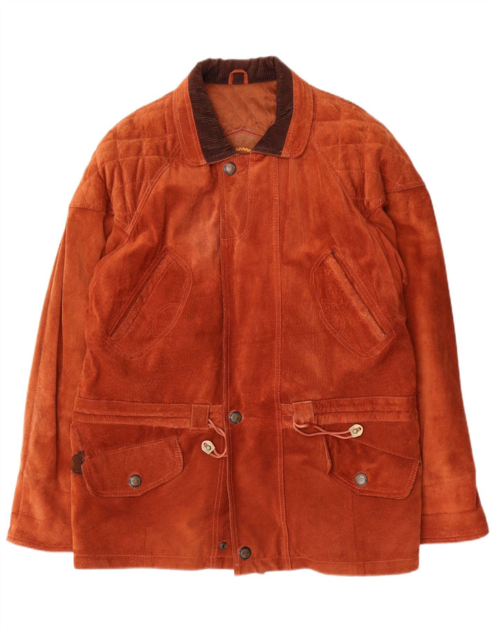 Vintage Mens Suede Jacket IT 48 Medium Brown Suede