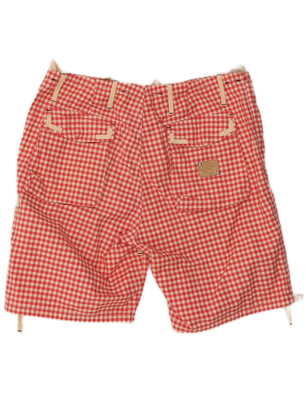 Vintage Mens Cargo Shorts W34 Large Red Gingham Cotton