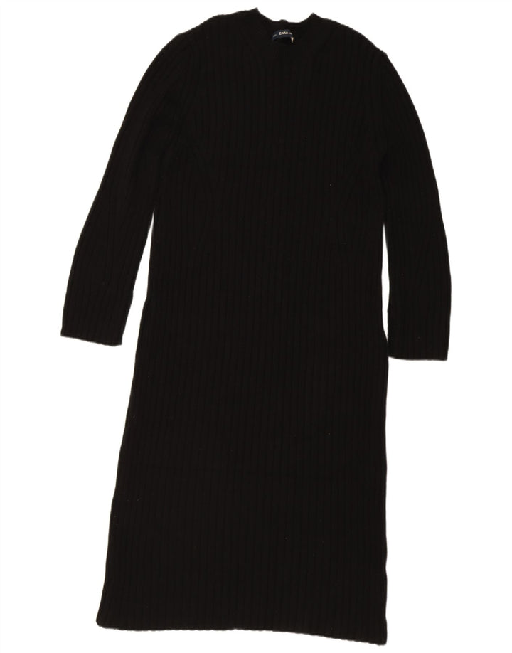 Zara Womens Jumper Dress UK 14 Medium Black