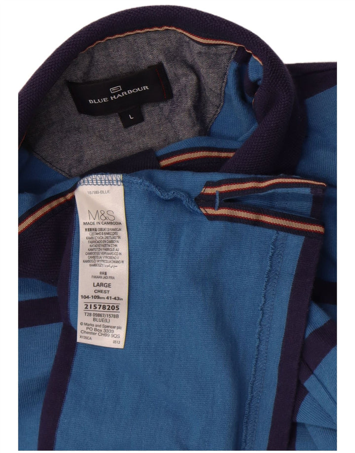 Marks & Spencer Mens Blue Harbour Sweatshirt Jumper Large Blue Striped