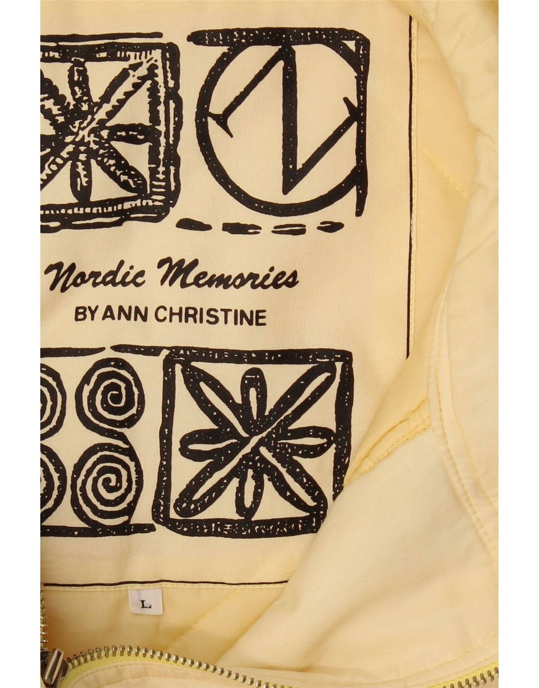 ANN CHRISTINE Womens Oversized Graphic Padded Jacket UK 16 Large Yellow Vintage Ann Christine and Second-Hand Ann Christine from Messina Hembry 