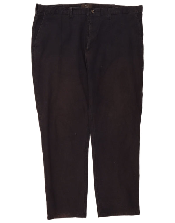 Marks & Spencer Mens Straight Chino Trousers W44 L31 Navy Blue Cotton