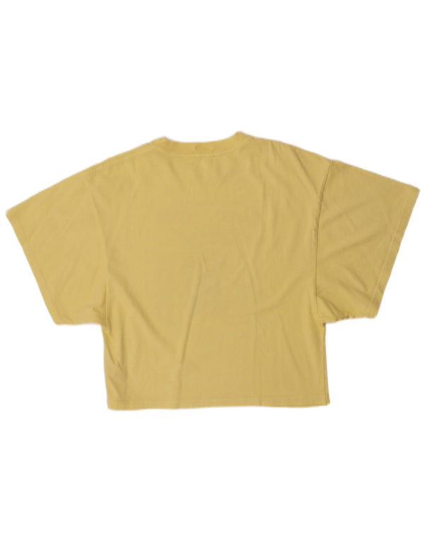 Mother Womens Crop Graphic T-Shirt Top UK 10 Small Yellow Cotton