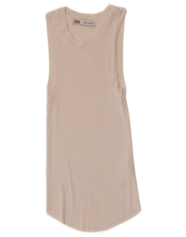 Zara Womens Vest Top UK 12 Medium White Viscose
