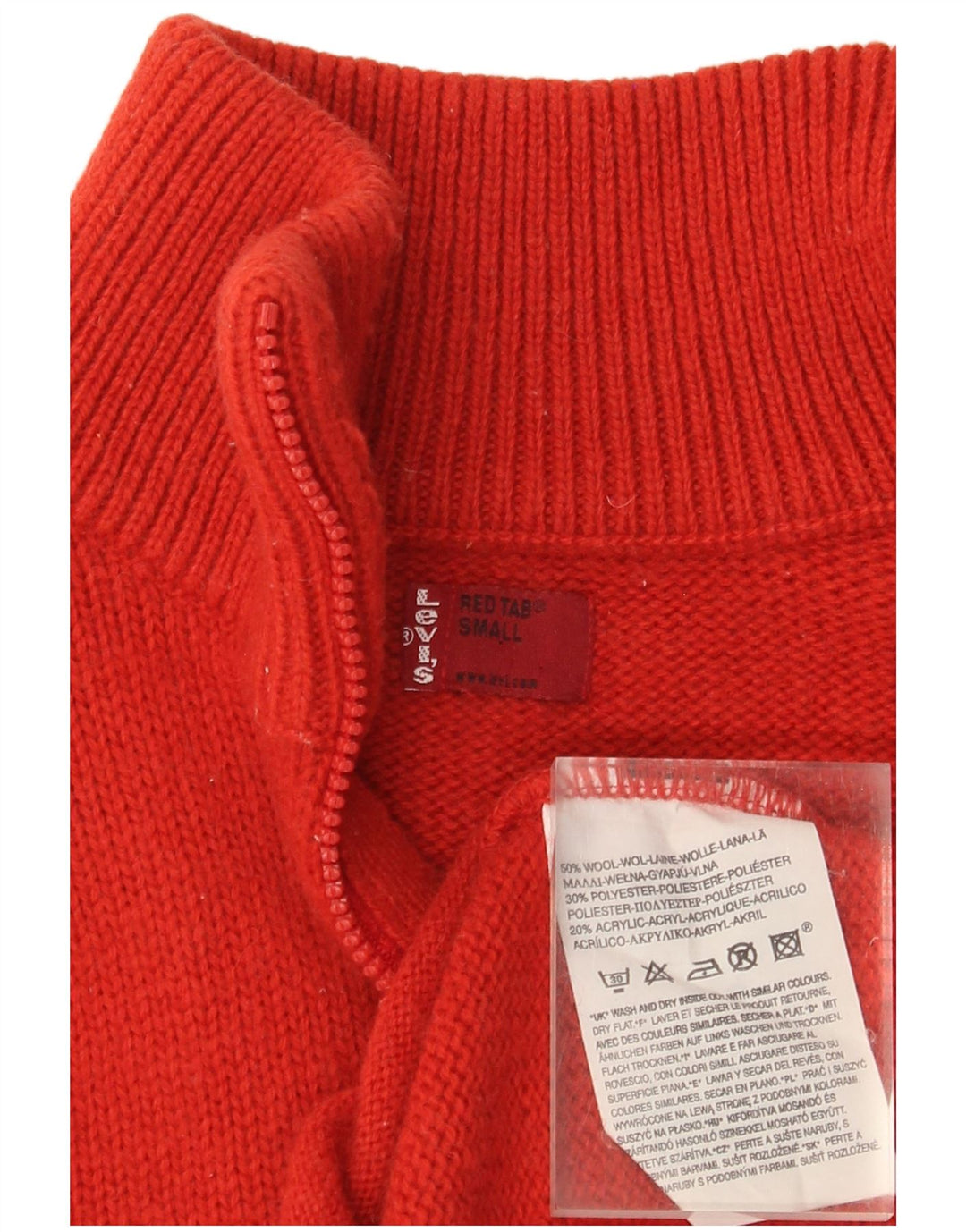LEVI'S Mens Cardigan Sweater Small Red Wool
