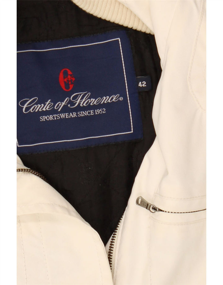 Conte of Florence Womens Utility Jacket IT 42 Medium White Nylon