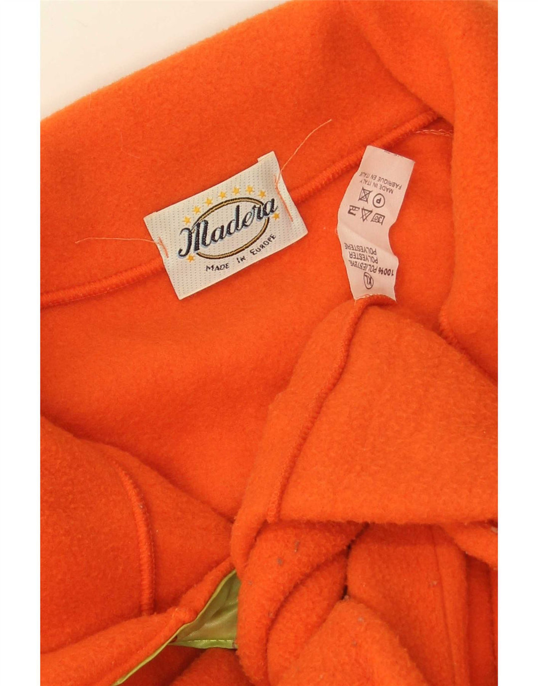 Vintage Mens Button Neck Fleece Jumper XL Orange Polyester