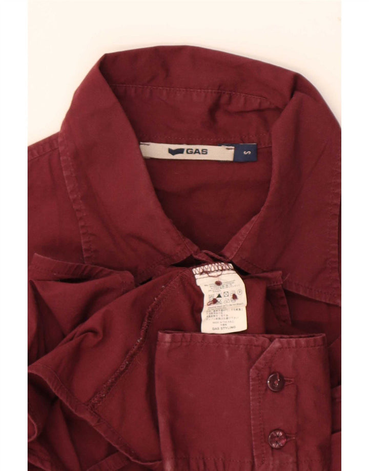 Gas Womens Shirt UK 10 Small Maroon Cotton