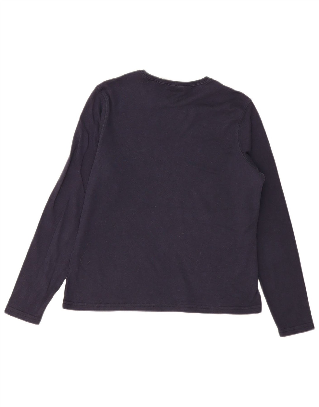 L.L.BEAN Womens Top Long Sleeve UK 10 Small Navy Blue Cotton