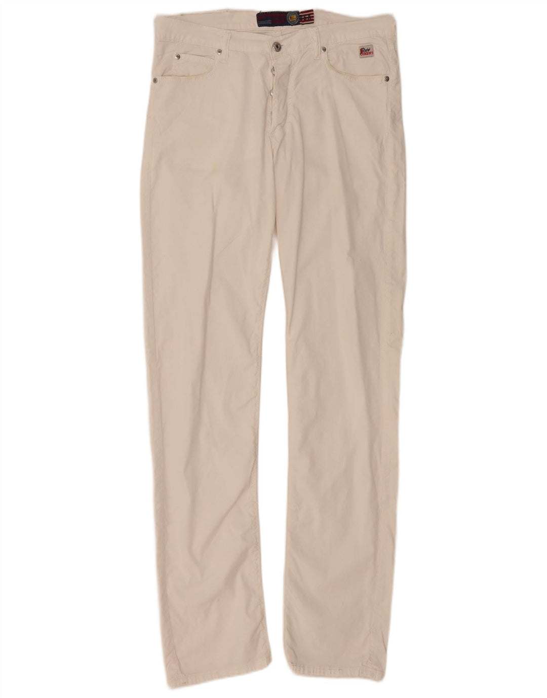 ROY ROGERS Mens Straight Casual Trousers W33 L33 White Cotton